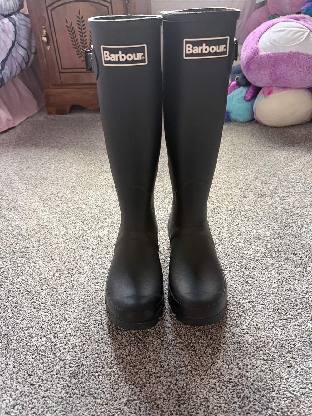 Barbour Black Tall Women's Rain Boots with Logo
